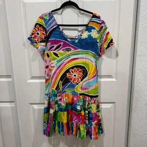 Jams World Deja Vu Colorful Floral Print Dress Multicolor Small